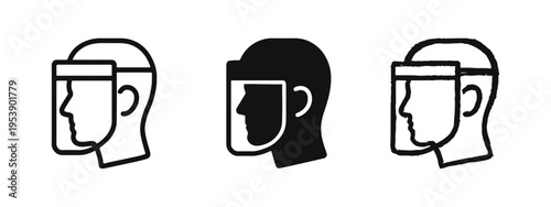 Face Shield Protection Icon Set for Safety and Health