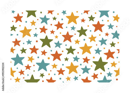 playful scattered star shapes composition seamless pattern, repeating pattern, surface design, textile print,