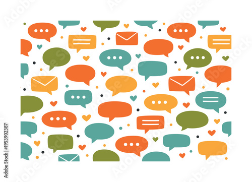 speech balloons and message icons composition seamless pattern, repeating pattern, surface design, textile