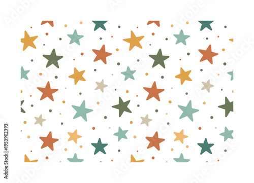 playful scattered star shapes composition seamless pattern, repeating pattern, surface design, textile print,