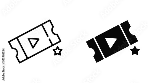 theater tickets with play button and stars vector illustration