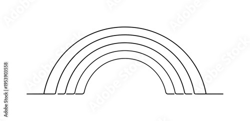 Minimal Arc Silhouette. "Minimal Arc Sky". Minimalistic one-line drawing wide curved rainbow silhouette with