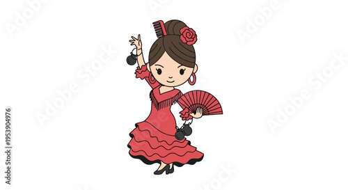 Flamenco Dancer Vector Illustration, Spanish Culture, Flat Design, Artistic Concept
