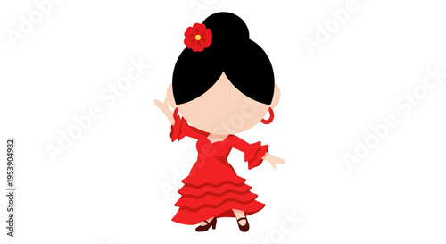 Flamenco dancer vector illustration, flat design, for cultural events and Spanish themes