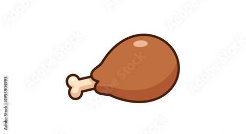Chicken leg illustration, vector style graphic, food icon for menu design, isolated.