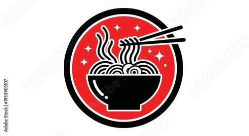 Noodle bowl with chopsticks graphic