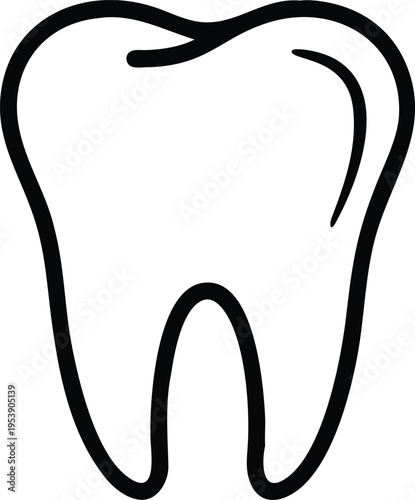 Simple line drawing depicts a single human molar tooth icon
