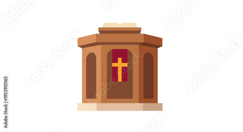 Church Pulpit Vector Illustration, Religious Icon, Christian Design, Sermon Concept