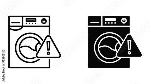 Washing machine warning signs vector illustration