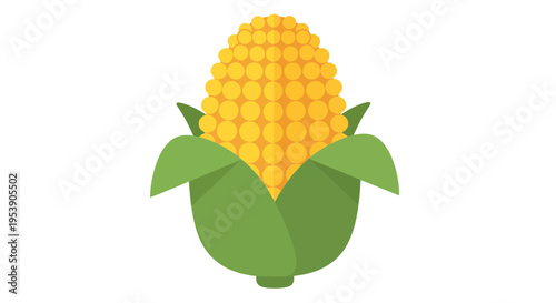 Corn Vector Illustration, Flat Design, Agriculture and Food Concept, Healthy Eating Image