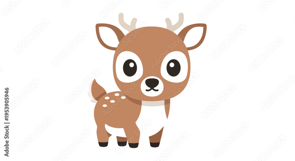 Obraz premium Cute deer vector illustration, cartoon style graphic for children, isolated animal design