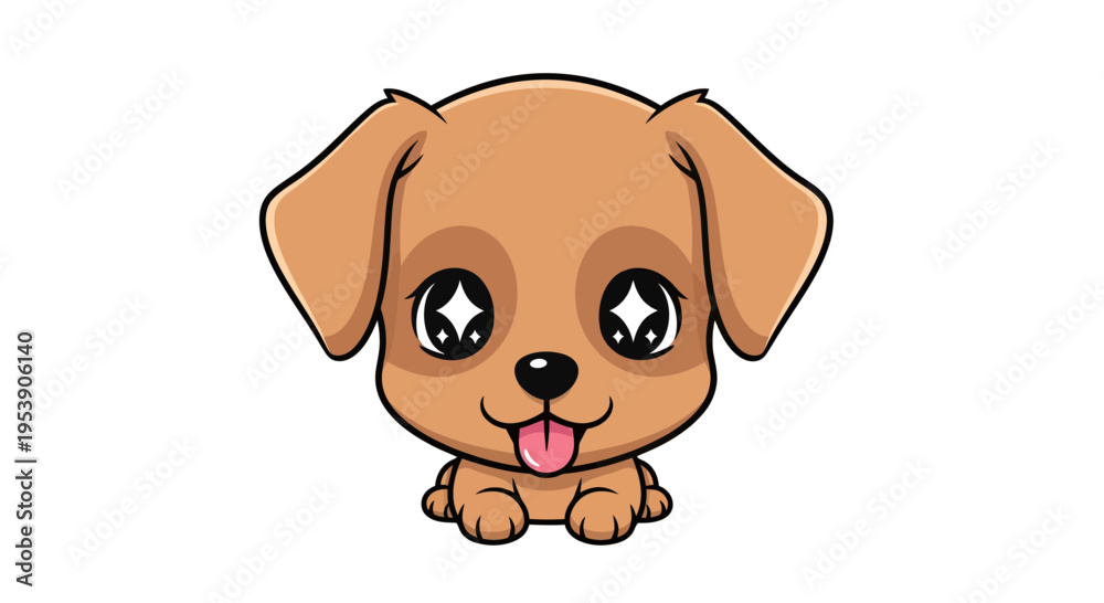 Fototapeta premium Cute puppy dog illustration, vector style graphic, for pet care, animal design, and children's content.