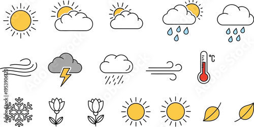 Essential weather and seasonal forecast icons