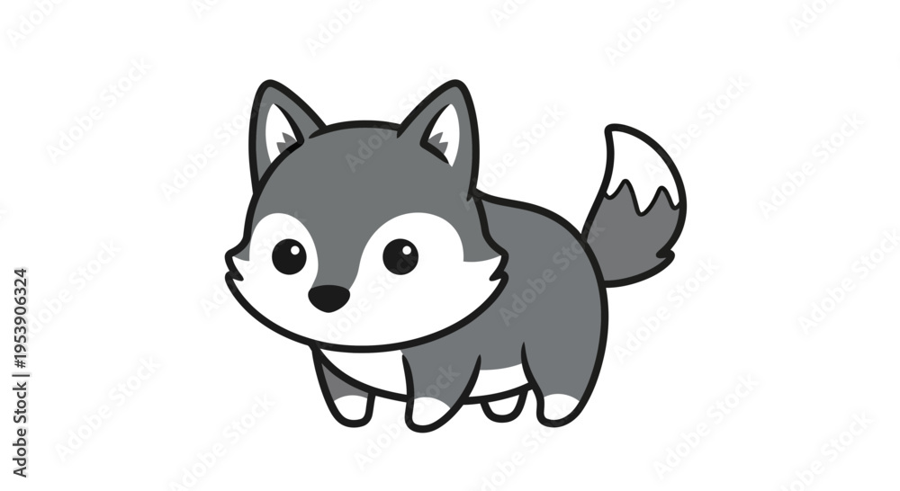 Fototapeta premium Cute Wolf Vector Illustration, Cartoon Style Graphic for Kids, Isolated Design