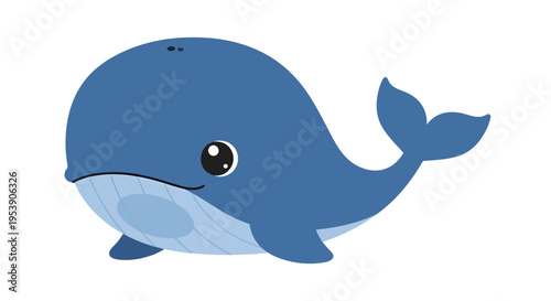 Cute whale vector illustration, cartoon style graphic for kids, ocean life design