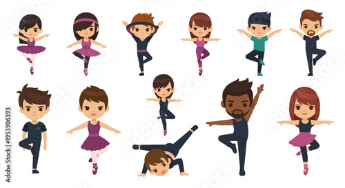 Dancing people illustration, vector style graphic for ballet, dance school, performance, art, studio.