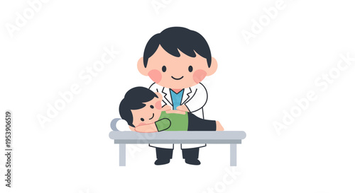 Doctor with patient, vector illustration, healthcare concept, medical treatment, clinic, health, vector style graphic