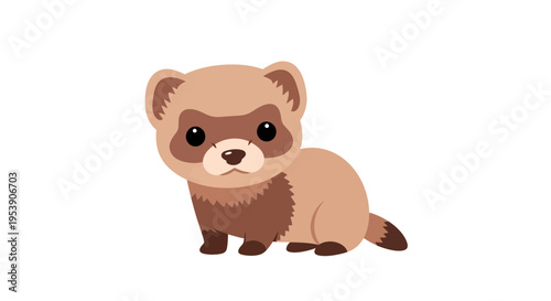Ferret Vector Illustration, Cartoon Style Graphic for Pet Care and Animal Design
