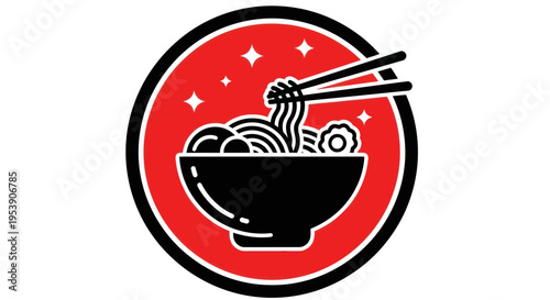 Noodle bowl with chopsticks vector illustration