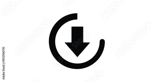 A simple black icon depicts a circular arrow pointing downwards suggesting a download high quality