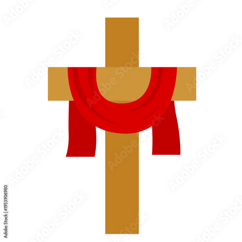 Cross With Red Cloth Good Friday Illustration