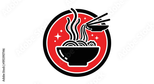 Noodle bowl with chopsticks vector illustration
