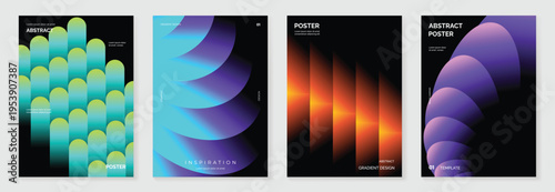 Abstract geometric poster collection with vivid color blocks
