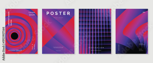 Abstract gradient poster collection with vibrant geometric waves