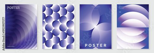 Minimal purple abstract poster collection with soft forms