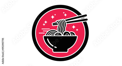 Noodle bowl with chopsticks vector illustration