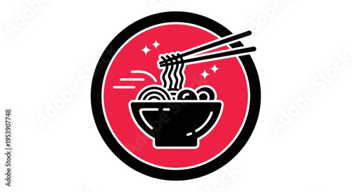 Noodle bowl with chopsticks vector illustration
