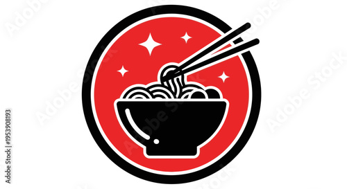 Noodle bowl with chopsticks vector illustration
