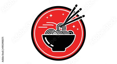 Noodle bowl with chopsticks vector illustration