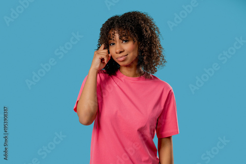 Stylish adolescent african girl with Gesture - You, Think About It. Intelligent