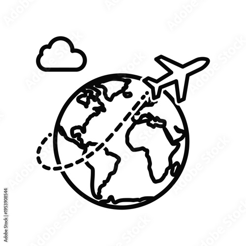 Airplane Flight Path Globe Global Travel Commercial