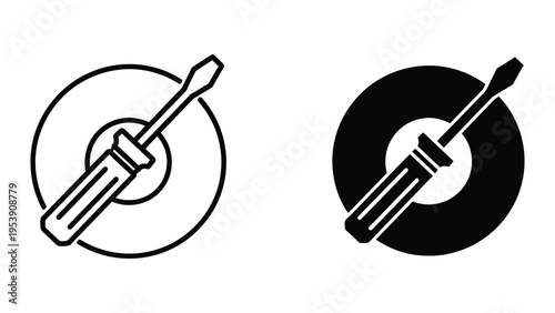 vinyl record player needle vector illustration, flat design