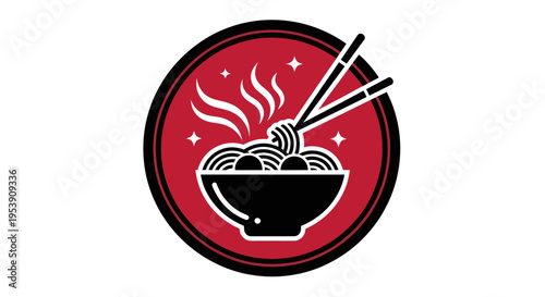 Noodle bowl with chopsticks vector illustration