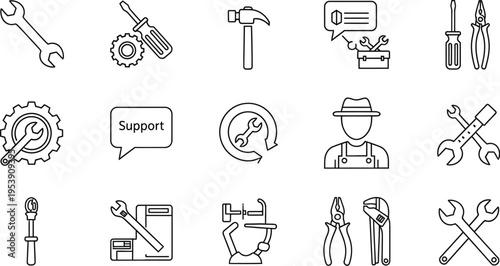 Tools and Support Icons for Service and Repair