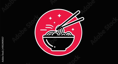 Noodle bowl with chopsticks vector illustration
