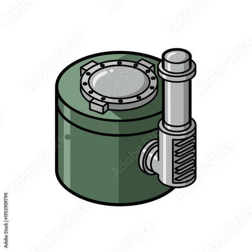 Isometric Illustration of a Green Underground Water Tank.