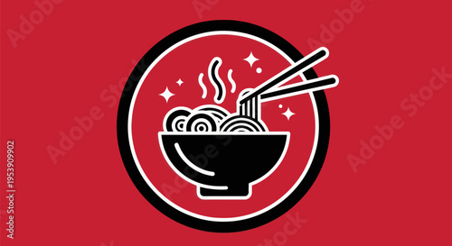 Noodle bowl with chopsticks vector illustration