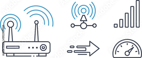 Wireless Network & Internet Connectivity Concept Icons