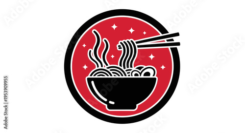 Noodle bowl with chopsticks vector illustration