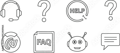 Customer Support and Help Center Icons Set