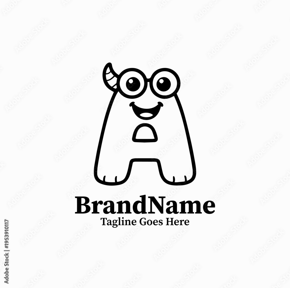 Obraz premium Alphabet Monster Letter A Cute Kids Learning Mascot Character