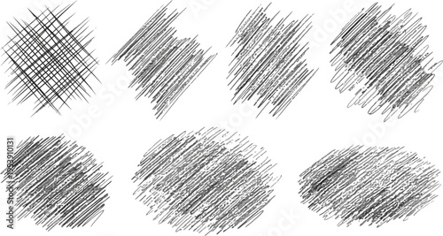 Hand Drawn Pencil Hatching and Scribble Texture Vector Set