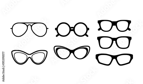 Black and White Sunglasses Collection Vector Illustration – Eyewear Set for Fashion