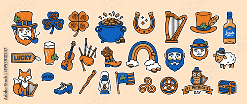 St. Patrick's Day Icons: A collection of meticulously crafted, colorful icons captures the spirit of Irish culture, showcasing iconic symbols of heritage, folklore, and celebration.