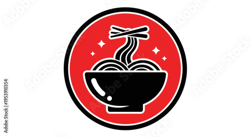 Noodle bowl with chopsticks vector illustration
