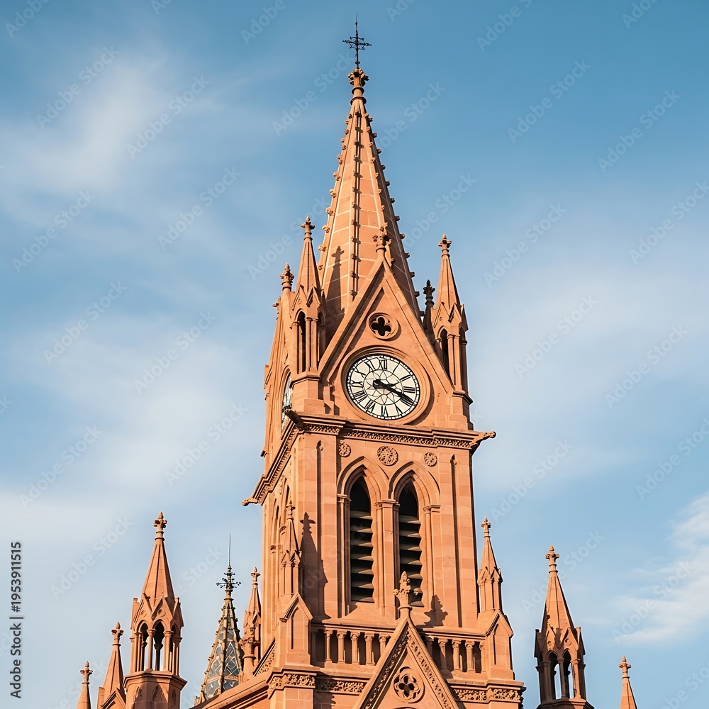 Obraz premium Church Steeple and Clock.